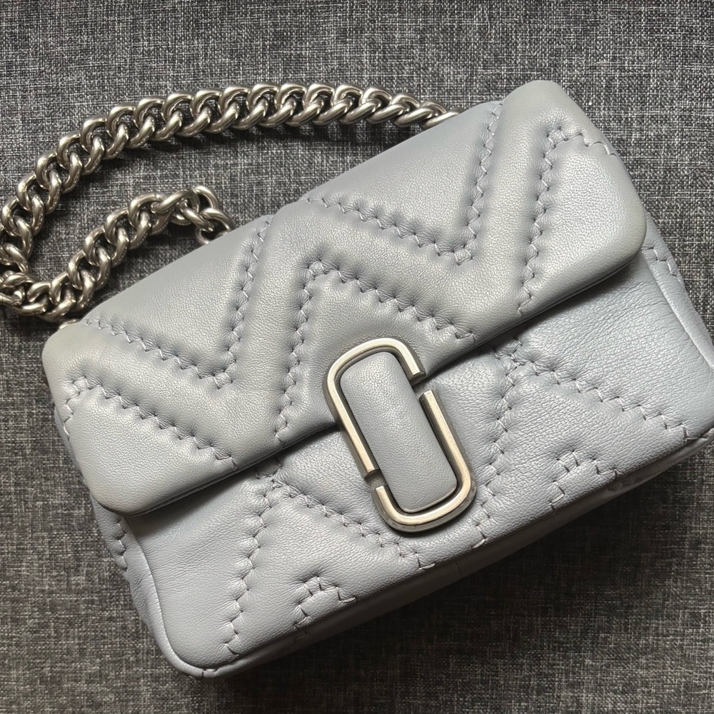 Marc Jacobs Gray Quilted Shoulder Bag with Chain Strap